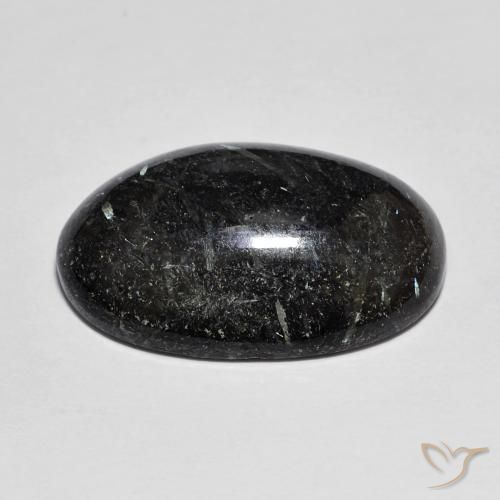 Nuummite Nero con scintillio blu naturale da 13.93 ct, Ovale, Opaco
