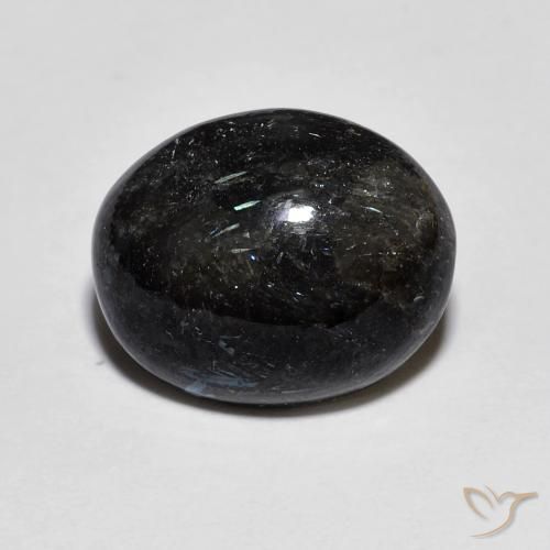 8.00ct Naturale Nero con scintillio blu Nuummite, Ovale, Opaco