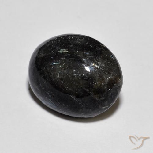 Nuummite Nero con scintillio blu naturale da 8.00 ct, Ovale, Opaco