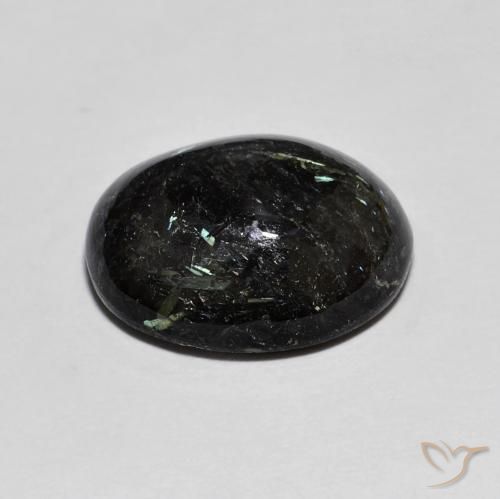 Nuummite Nero con scintillio blu naturale da 8.00 ct, Ovale, Opaco