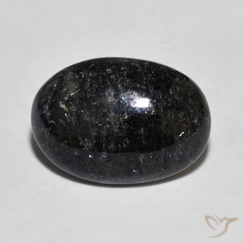 9.38ct Naturale Nero con scintillio blu Nuummite, Ovale, Opaco