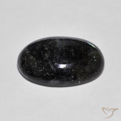 Nuummite Nero con scintillio blu naturale da 9.38 ct, Ovale, Opaco