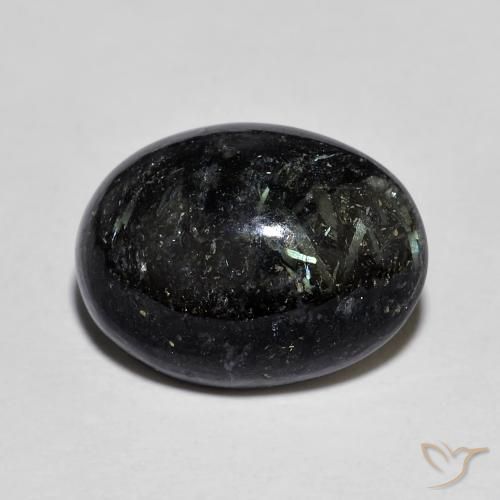 8.46ct Naturale Nero con scintillio blu Nuummite, Ovale, Opaco