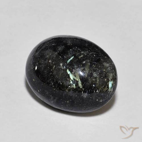 Nuummite Nero con scintillio blu naturale da 8.46 ct, Ovale, Opaco