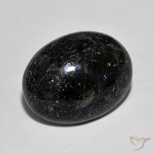Nuummite Nero con scintillio blu naturale da 10.82 ct, Ovale, Opaco