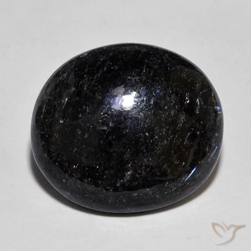 Nuummite Nero con scintillio blu naturale da 14.33 ct, Ovale, Opaco