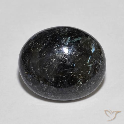 6.96ct Naturale Nero con scintillio blu Nuummite, Ovale, Opaco