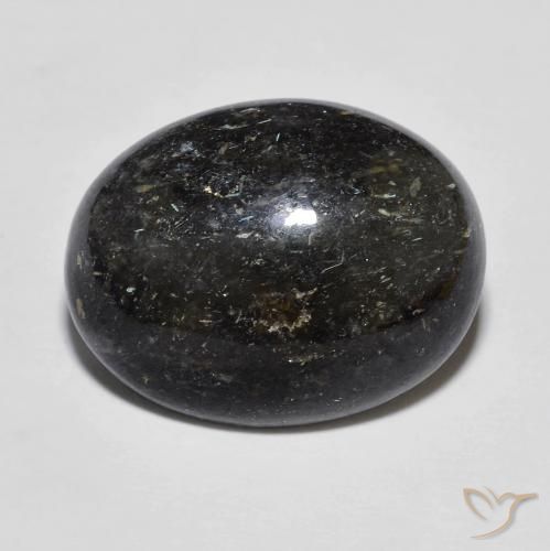 12.15ct Naturale Nero con scintillio blu Nuummite, Ovale, Opaco