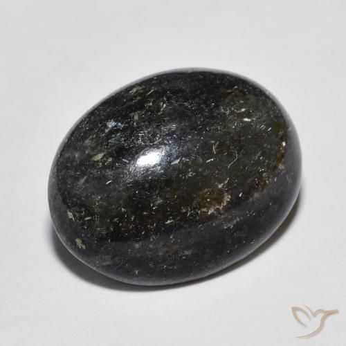 Nuummite Nero con scintillio blu naturale da 12.15 ct, Ovale, Opaco