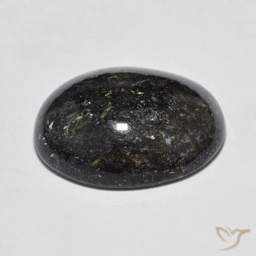 Nuummite Nero con scintillio blu naturale da 12.15 ct, Ovale, Opaco
