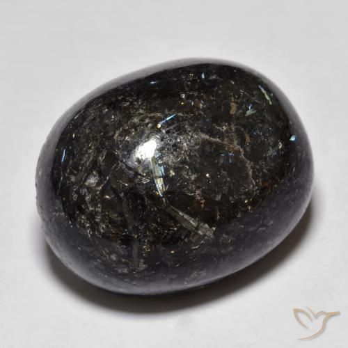 Nuummite Nero con scintillio blu naturale da 27.76 ct, Ovale, Opaco