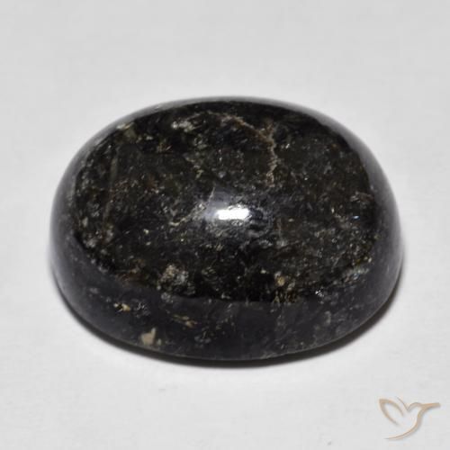 Nuummite Nero con scintillio blu naturale da 27.76 ct, Ovale, Opaco