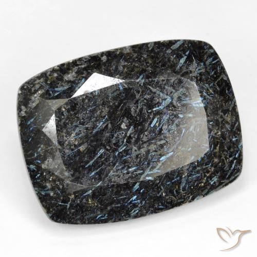 Nuummite Nero con scintillio blu naturale da 28.35 ct, Cuscino, Opaco