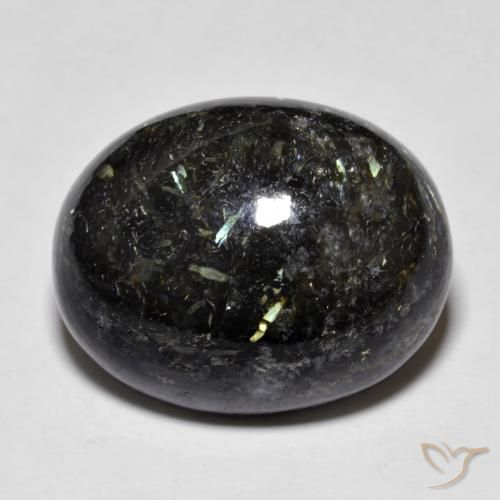 22.36ct Naturale Nero con scintillio blu Nuummite, Ovale, Opaco