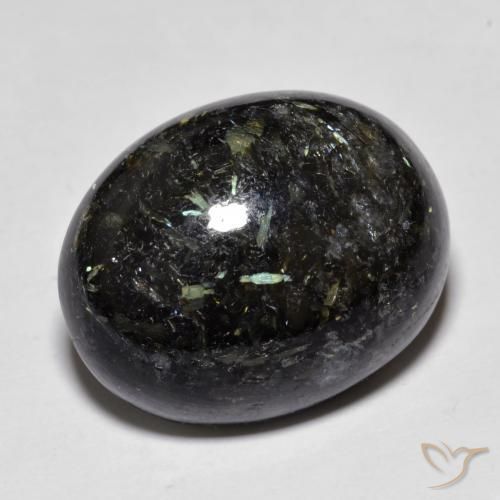 Nuummite Nero con scintillio blu naturale da 22.36 ct, Ovale, Opaco