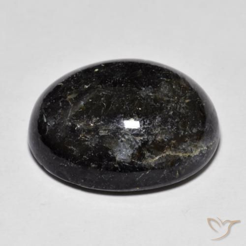 Nuummite Nero con scintillio blu naturale da 22.36 ct, Ovale, Opaco