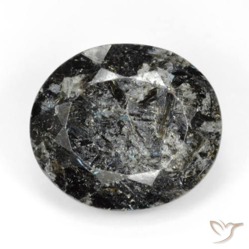 15.51ct Naturale Nero con scintillio blu Nuummite, Ovale, Opaco
