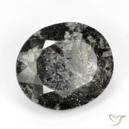 Nuummite Nero con scintillio blu naturale da 15.51 ct, Ovale, Opaco