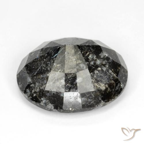 Nuummite Nero con scintillio blu naturale da 15.51 ct, Ovale, Opaco
