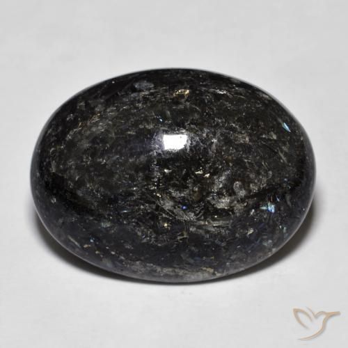 19.33ct Naturale Nero con scintillio blu Nuummite, Ovale, Opaco