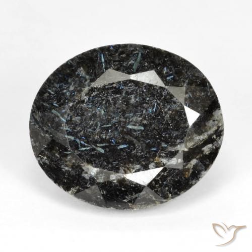 16.58ct Naturale Nero con scintillio blu Nuummite, Ovale, Opaco