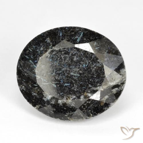 Nuummite Nero con scintillio blu naturale da 16.58 ct, Ovale, Opaco