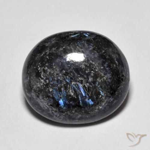 Nuummite Nero con scintillio blu naturale da 10.98 ct, Ovale, Opaco