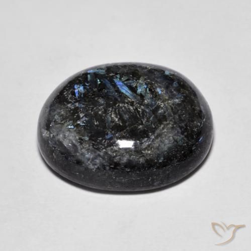 Nuummite Nero con scintillio blu naturale da 10.98 ct, Ovale, Opaco