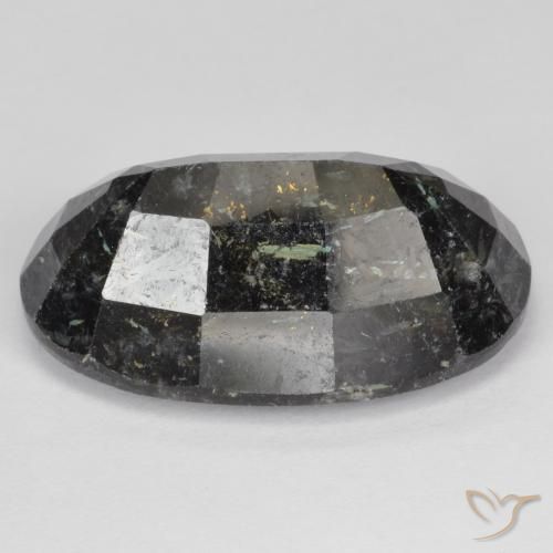 Nuummite Nero con scintillio blu naturale da 24.90 ct, Ovale, Opaco