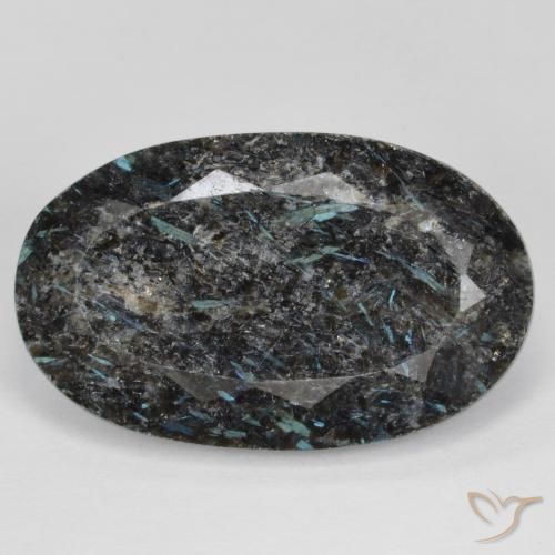 18.82ct Naturale Nero con scintillio blu Nuummite, Ovale, Opaco