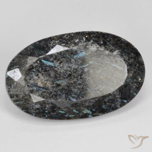 Nuummite Nero con scintillio blu naturale da 18.82 ct, Ovale, Opaco