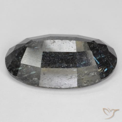 Nuummite Nero con scintillio blu naturale da 18.82 ct, Ovale, Opaco