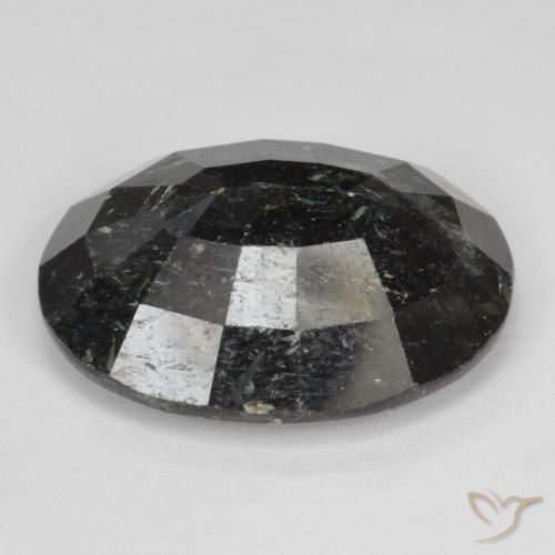 Nuummite Nero con scintillio blu naturale da 12.87 ct, Ovale, Opaco