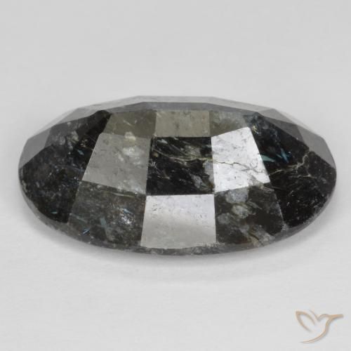 Nuummite Nero con scintillio blu naturale da 14.70 ct, Ovale, Opaco