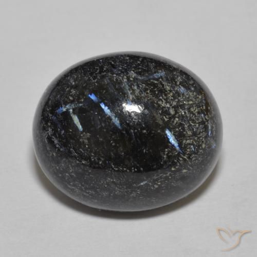 9.84ct Naturale Nero con scintillio blu Nuummite, Ovale, Opaco