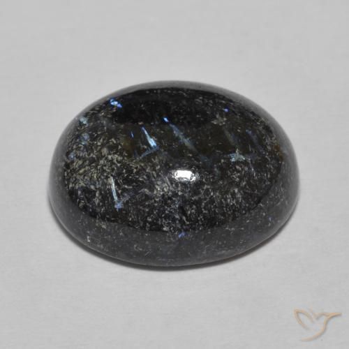 Nuummite Nero con scintillio blu naturale da 9.84 ct, Ovale, Opaco