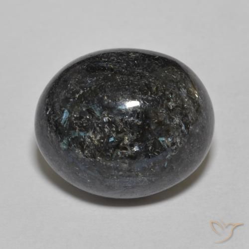 9.83ct Naturale Nero con scintillio blu Nuummite, Ovale, Opaco