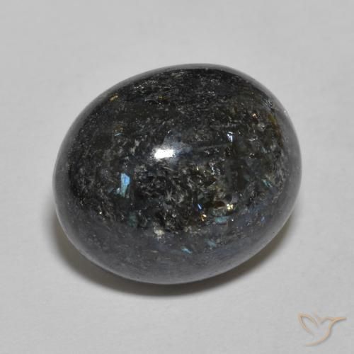 Nuummite Nero con scintillio blu naturale da 9.83 ct, Ovale, Opaco