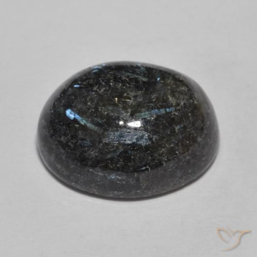 Nuummite Nero con scintillio blu naturale da 9.83 ct, Ovale, Opaco