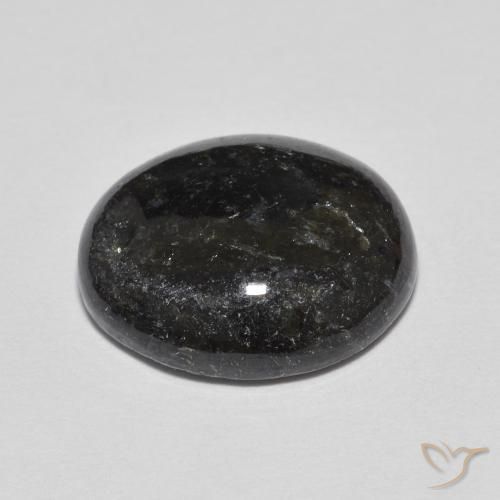 Nuummite Nero con scintillio blu naturale da 6.70 ct, Ovale, Opaco