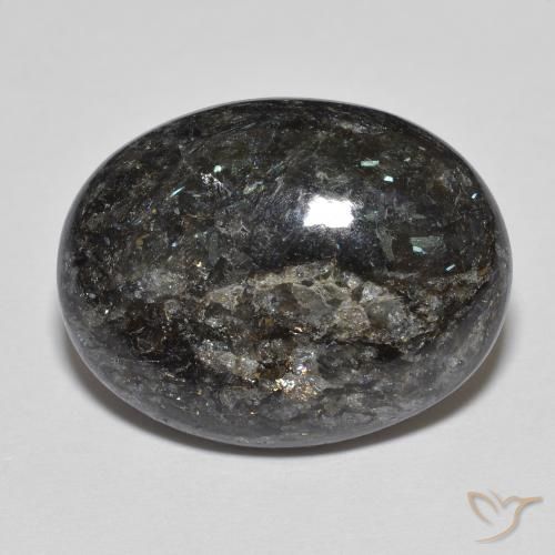 Nuummite Nero con scintillio blu naturale da 13.73 ct, Ovale, Opaco