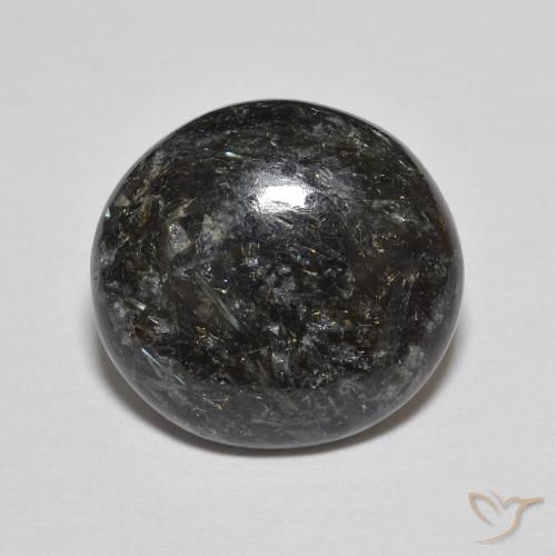 6.17ct Naturale Nero con scintillio blu Nuummite, Ovale, Opaco