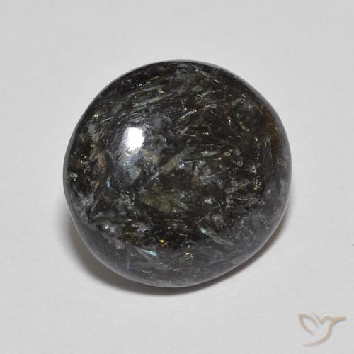 Nuummite Nero con scintillio blu naturale da 6.17 ct, Ovale, Opaco