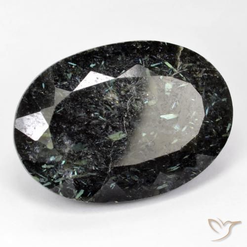 Nuummite Nero con scintillio blu naturale da 34.24 ct, Ovale, Opaco