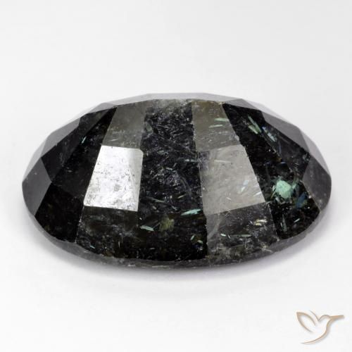 Nuummite Nero con scintillio blu naturale da 34.24 ct, Ovale, Opaco