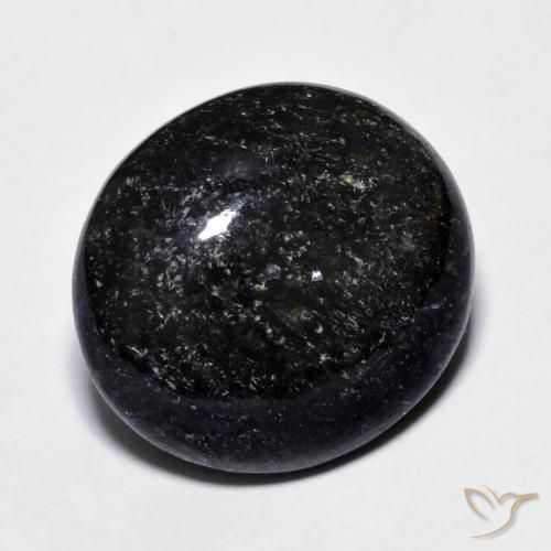 Nuummite Nero con scintillio blu naturale da 14.23 ct, Ovale, Opaco