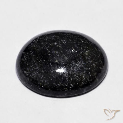Nuummite Nero con scintillio blu naturale da 14.23 ct, Ovale, Opaco