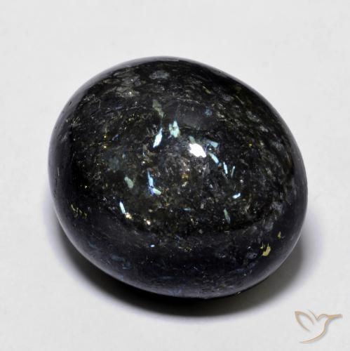 Nuummite Nero con scintillio blu naturale da 21.70 ct, Ovale, Opaco