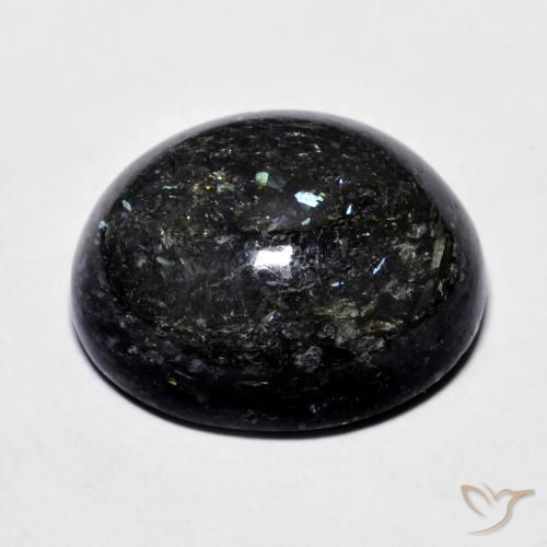 Nuummite Nero con scintillio blu naturale da 21.70 ct, Ovale, Opaco