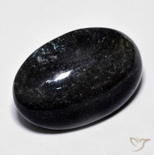 Nuummite Nero con scintillio blu naturale da 23.73 ct, Ovale, Opaco